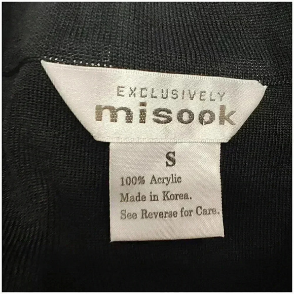 Exclusively Misook Top Black Women's Small 3/4 Sleeve V-Neck Knit - Picture 3 of 4